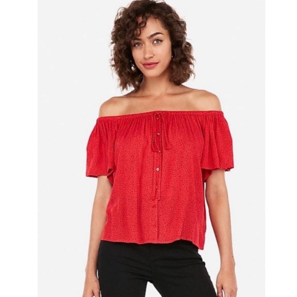 NWT Express red chiffon boho flutter sleeve top